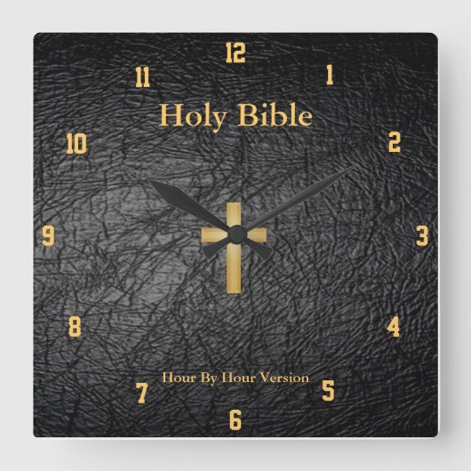 Holy Bible Wall Clock Vierkante Klok (Voorkant)
