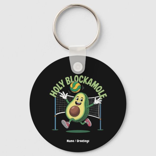 Holy Blockamole Schattige Grappig Volleybal Avocad Sleutelhanger (Voorkant)