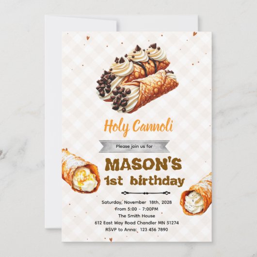 Holy Cannoli birthday party invitation Kaart (Voorkant)