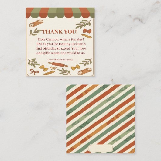 Holy Cannoli! First Birthday  Informatiekaartje (Voorkant / Achterkant)