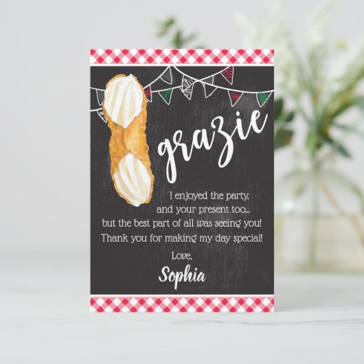 Holy Cannoli - Thank You Note Italian Birthday Bedankkaart (Staand voorkant)