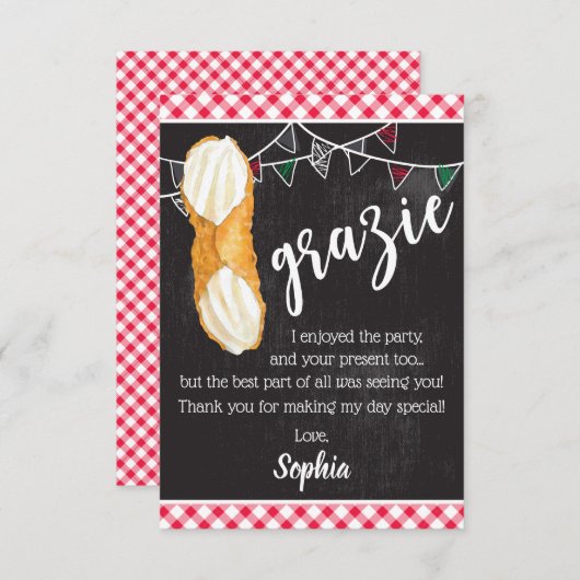 Holy Cannoli - Thank You Note Italian Birthday Bedankkaart (Voorkant / Achterkant)