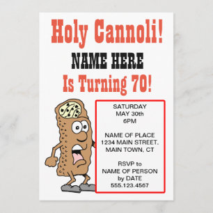 Holy Cannoli wordt 70-party uitnodiging