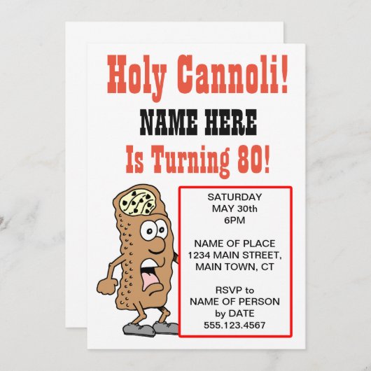 Holy Cannoli wordt 80-feest-uitnodiging Kaart (Voorkant / Achterkant)