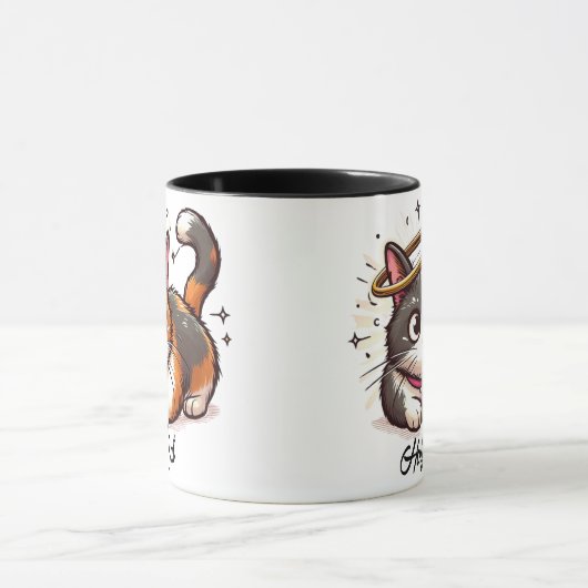 Holy Cat - Schattigee Calico Cat met Halo Funny Mok (Midden)