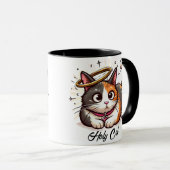 Holy Cat - Schattigee Calico Cat met Halo Funny Mok (Voorkant rechts)