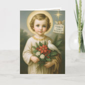 Holy Child Jesus Catholic Poinsettias Feestdagen Kaart (Voorkant)