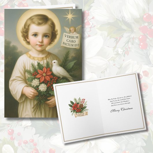 Holy Child Jesus Catholic Poinsettias Feestdagen Kaart
