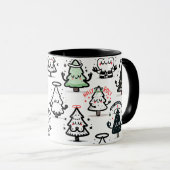 Holy Chrismaroly Pattern – Funny Christmas Trees Mok (Voorkant rechts)