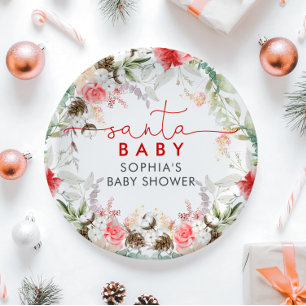 Holy Christmas Flowers Baby shower Papieren Bordje