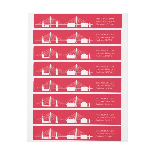 Holy City Holiday Red Charleston Skyline (Vel)