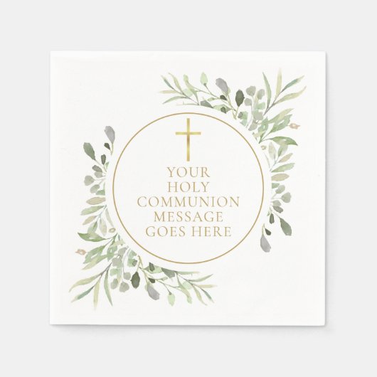 Holy Communion Greenery Waterverf Bloemen Servet (Voorkant)