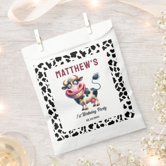 Holy Cow! 1st Birthday | Animal First Birthday  Bedankzakje (Geknipt)
