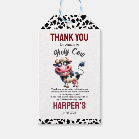 Holy Cow! 1st Birthday | Farm Animal Party Cadeaulabel (Voorkant)