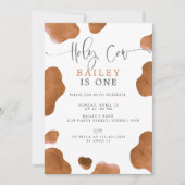 Holy Cow Birthday Invitation, Brown Cow Print Kaart (Voorkant)
