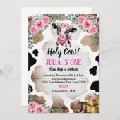 Holy Cow Birthday Invitation | Cow Party Kaart (Voorkant / Achterkant)