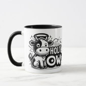 Holy Cow Cute Angel Cow Mug – Funny Black & White  Mok (Links)