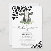 Holy Cow Floral Baby Shower Invitation Kaart (Voorkant)