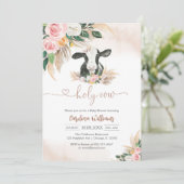 Holy Cow Floral Baby Shower Invitation Kaart (Staand voorkant)