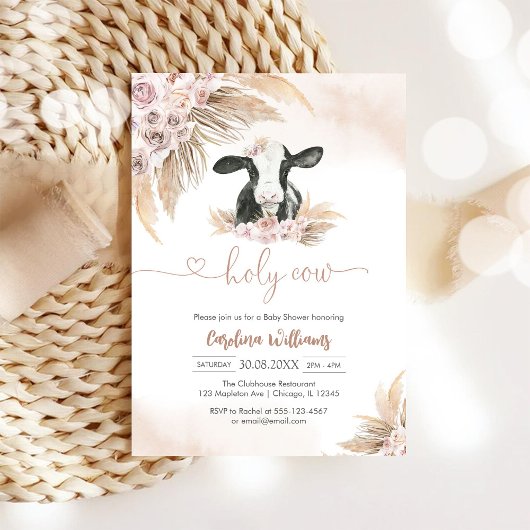 Holy Cow Floral Baby Shower Invitation Kaart