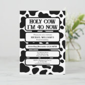 Holy Cow Funny Black White 40th Birthday Kaart (Staand voorkant)