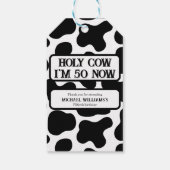 Holy Cow Funny Black White 50th Birthday Cadeaulabel (Achterkant)