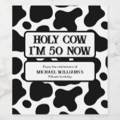 Holy Cow Funny Black White 50th Birthday Wijn Etiket (Enkel label)