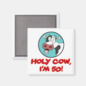 Holy Cow I'm 50 Cow Cartoon Magneet (Voorkant / Achterkant)
