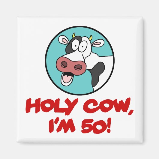Holy Cow I'm 50 Cow Cartoon Magneet (Voorkant)