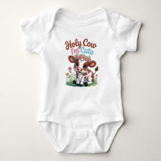 Holy Cow I'm Cute – Baby Cow Cartoon Design Romper