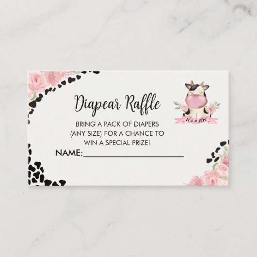Holy Cow It's a Girl Cute Cow Baby shower Informatiekaartje (Voorkant)