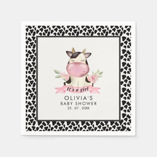 Holy Cow It's a Girl Cute Cow Baby shower Servet (Voorkant)