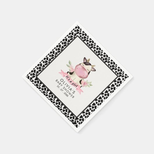 Holy Cow It's a Girl Cute Cow Baby shower Servet (Hoek)