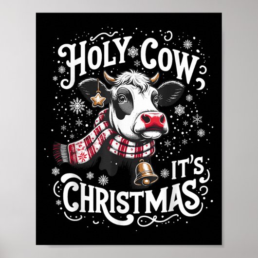 Holy Cow It's Christmas Funny Cow Lover Farm Anima Poster (Voorkant)