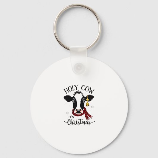 Holy Cow It's Christmas Funny Cow Lover Farm Anima Sleutelhanger (Voorkant)