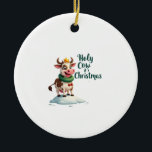 Holy Cow Its Christmas I Xmas Cow T-Shirt (3) Keramisch Ornament<br><div class="desc">Holy Cow Its Christmas I Xmas Cow T-Shirt (3)</div>