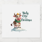 Holy Cow Its Christmas I Xmas Cow T-Shirt (3) Sparkling Wijnetiket (Enkel label)