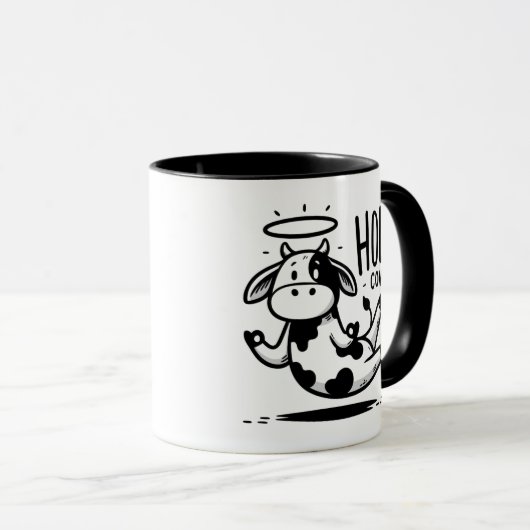 Holy Cow Meditating Mug – Floating Cow Funny Pun Mok (Voorkant rechts)