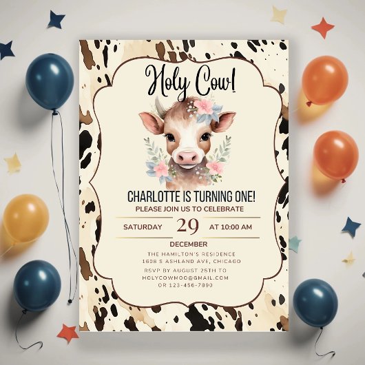holy cow party invitations 2nd birthday cow party  kaart