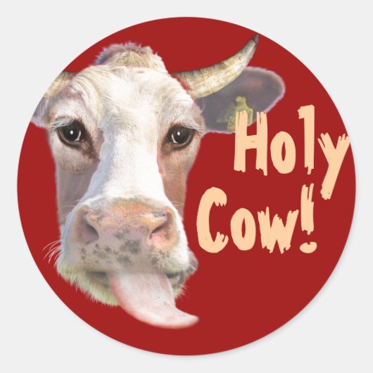 Holy Cow! Ronde Sticker (Voorkant)