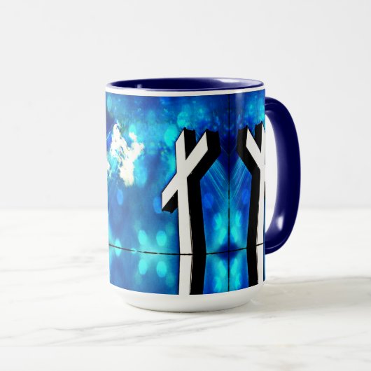 Holy Cross Blue Sky Sparkle Keramische Tegel Mok (Voorkant rechts)