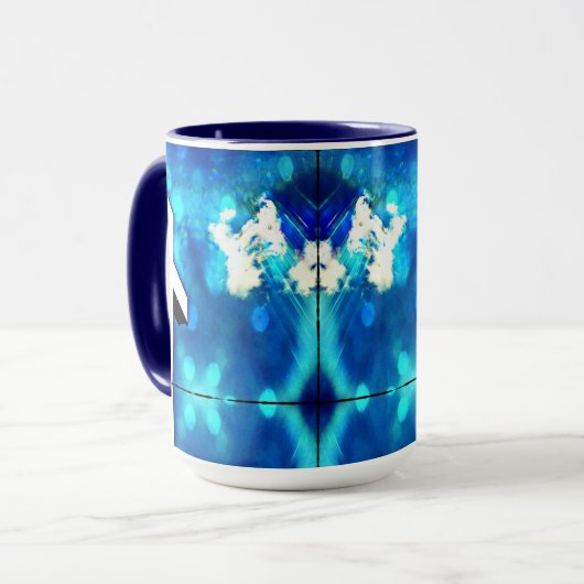 Holy Cross Blue Sky Sparkle Keramische Tegel Mok (Voorkant links)