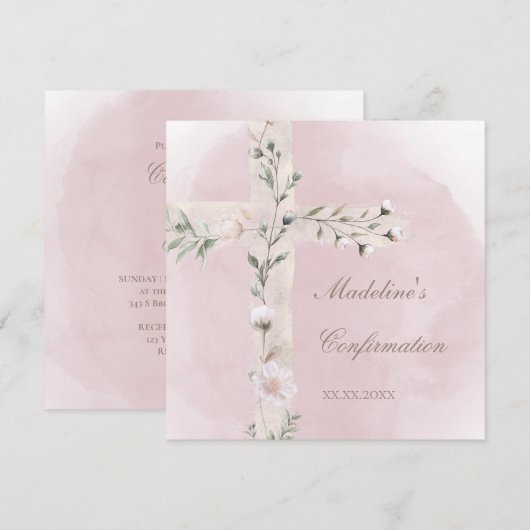 Holy Cross op stoffige roze waterverf Bevestiging Kaart