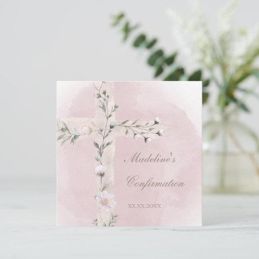 Holy Cross op stoffige roze waterverf Bevestiging Kaart (Staand voorkant)