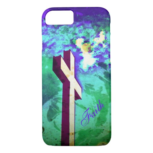 Holy Cross Paarse N Groene iPhone 7 hoesje (Achterkant)