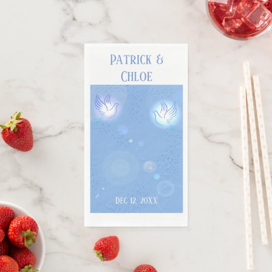 Holy Dove Blauwe Verlichting Bruiloft Servet (Insitu)