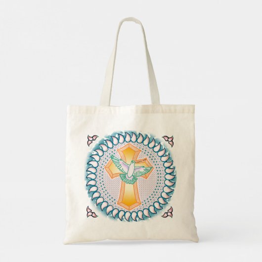 Holy Dove Christelijk Cross canvas tas (Achterkant)