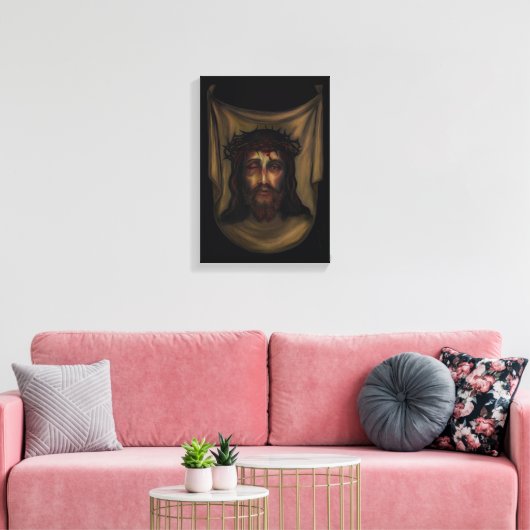 Holy Face - Veronica's Veil Afbeelding - Gebaseerd Canvas Afdruk (Insitu (Woonkamer))
