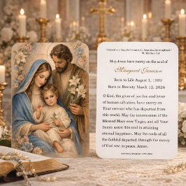 Holy Family Catholic Funeral Memorial Holy Card - Visitekaartje