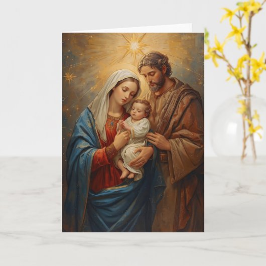 Holy Family Christmas Greeting Card Kaart (Gele Bloem)